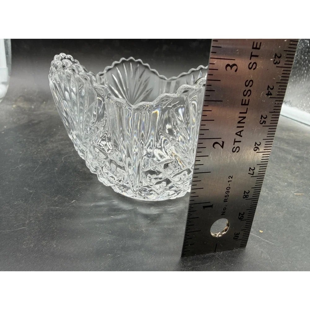 Vintage Crystal Glass Fairy Lamp Candle Holder Diamond Point Cut 2 Piece 6.5in